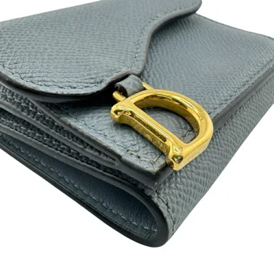 Pre-owned Dior Christian  Blue Leather Wallet (tri-fold) ()