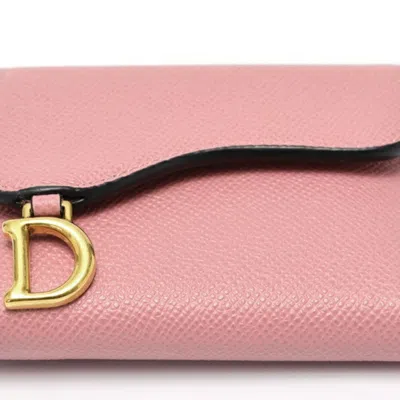 Pre-owned Dior Christian  Pink Leather Wallet (tri-fold) ()
