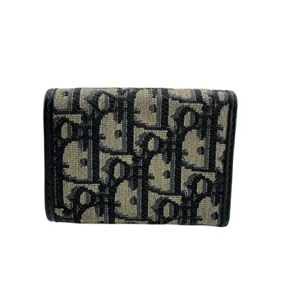 Pre-owned Dior Christian  Trotter Beige Navy Trotter Wallet (tri-fold) () In Multi