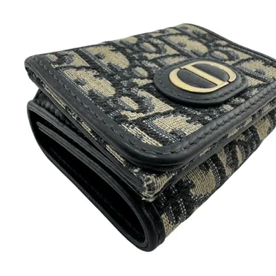 Pre-owned Dior Christian  Trotter Beige Navy Trotter Wallet (tri-fold) () In Multi