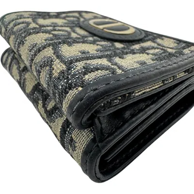 Pre-owned Dior Christian  Trotter Beige Navy Trotter Wallet (tri-fold) () In Multi