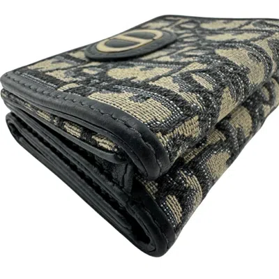 Pre-owned Dior Christian  Trotter Beige Navy Trotter Wallet (tri-fold) () In Multi