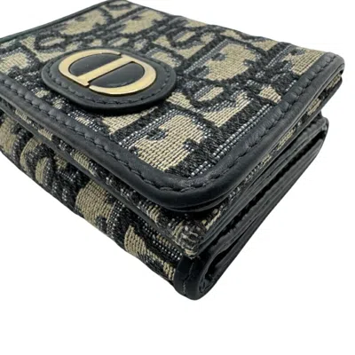 Pre-owned Dior Christian  Trotter Beige Navy Trotter Wallet (tri-fold) () In Multi