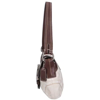 Pre-owned Coach Soho Brown White Canvas Shoulder Bag () In Multi