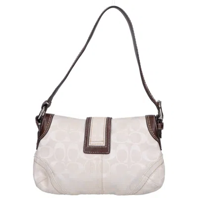 Pre-owned Coach Soho Brown White Canvas Shoulder Bag () In Multi