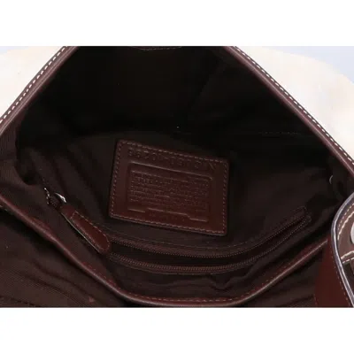 Pre-owned Coach Soho Brown White Canvas Shoulder Bag () In Multi