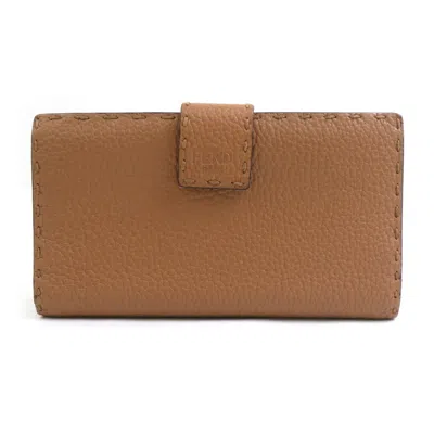 Pre-owned Fendi Brown Leather Long Wallet (bi-fold) ()