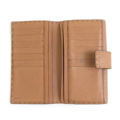 Pre-owned Fendi Brown Leather Long Wallet (bi-fold) ()
