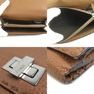 Pre-owned Fendi Brown Leather Long Wallet (bi-fold) ()