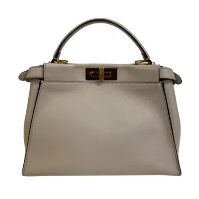 Pre-owned Fendi Gray Red Color Wine Leather Shoulder Bag ()