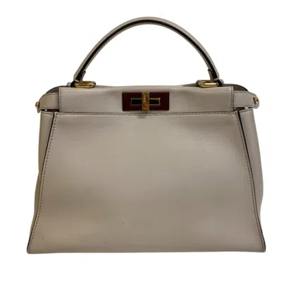 Pre-owned Fendi Gray Red Color Wine Leather Shoulder Bag ()