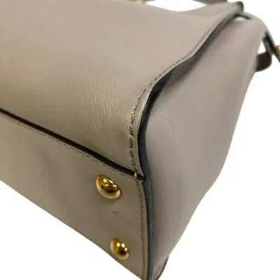 Pre-owned Fendi Gray Red Color Wine Leather Shoulder Bag ()