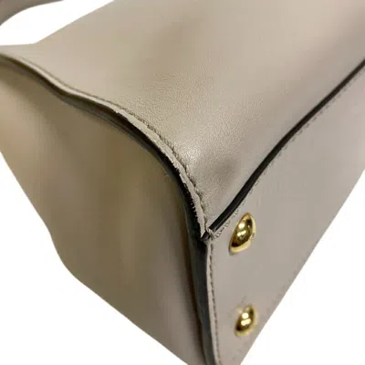 Pre-owned Fendi Gray Red Color Wine Leather Shoulder Bag ()