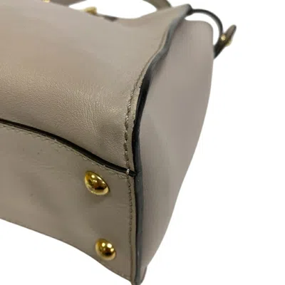 Pre-owned Fendi Gray Red Color Wine Leather Shoulder Bag ()