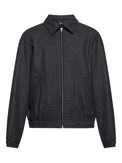 Apc Gilbert Zip-up Houndstooth Jacket In Multi