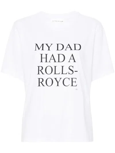 Victoria Beckham Womens White My Dad Had A Rolls-royce Cotton-jersey T-shirt Xl