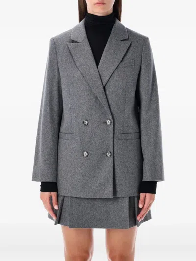Apc A.p.c. A.p.c. Lucy Double-breasted Wool Blazer In Gray