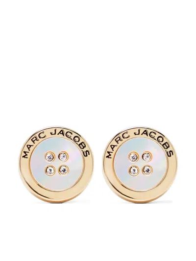Marc Jacobs The Button Mother Of Pearl Stud Earrings In Gold