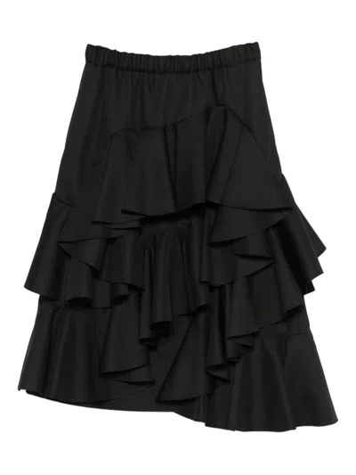 Comme Des Garçons Elastic Waist Midi Skirt In Black