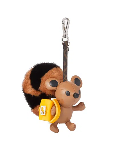 Fendi Animal Shape Mink Fur Keychain Charm In Multi