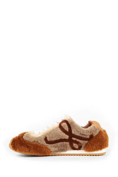 Loewe Ballet Runner 2.0 Leather-trimmed Shearling Sneakers In Brown