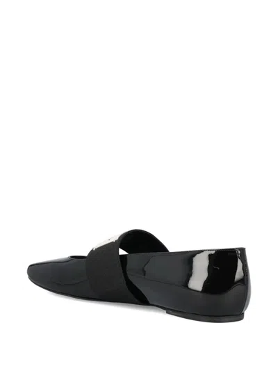 Givenchy Women Patent Leather Ballerinas With Maxi Logo Label In Black