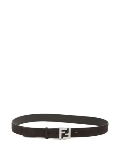Fendi Square Belt With Adjustable Buckle And Logo In Brown