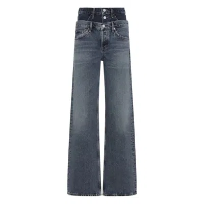 Agolde Blue Recycled Cotton Straight-leg Jeans In Blue