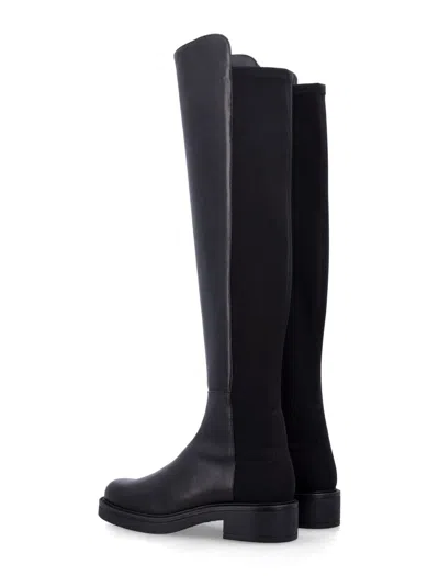 Stuart Weitzman Keelan Leather And Neoprene Over-the-knee Boots In Black