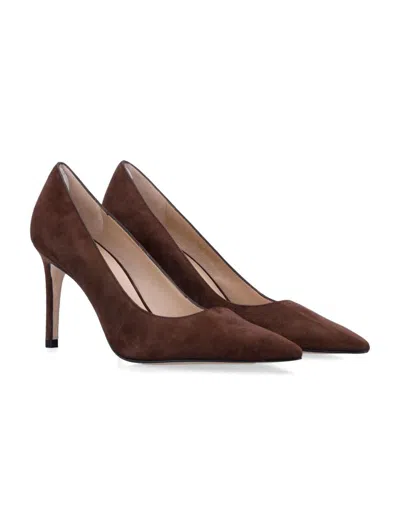 Stuart Weitzman Stuart Power 85 Pointed-toe Pumps In Brown