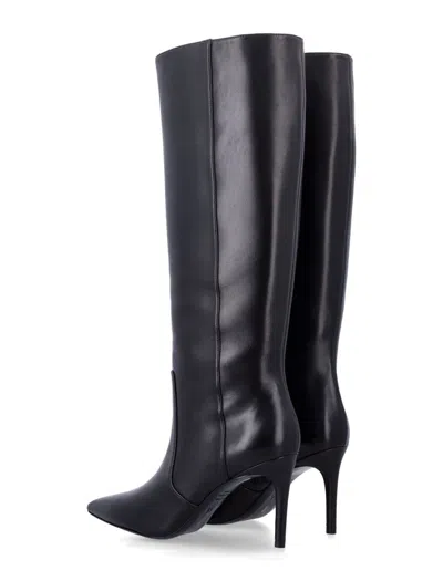 Stuart Weitzman Knee High Stiletto Pointed Toe Boot In Black