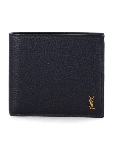 Saint Laurent Tiny Cassandre East/west Wallet In Blue