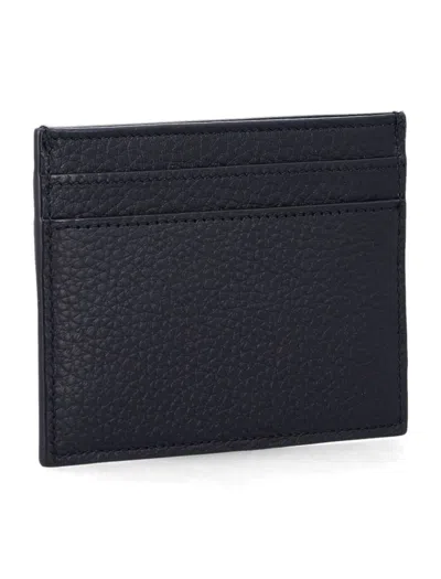 Saint Laurent Tiny Cassandre Card Case In Grained Leather In Black
