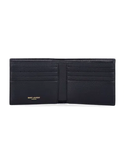 Saint Laurent Tiny Cassandre East/west Wallet In Blue