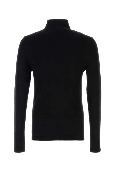 Hugo Boss Stretch Wool Blend High Collar T-shirt In Black