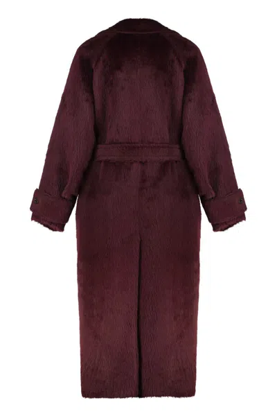 Max Mara Long Coat In Alpaca And Wool In Brown