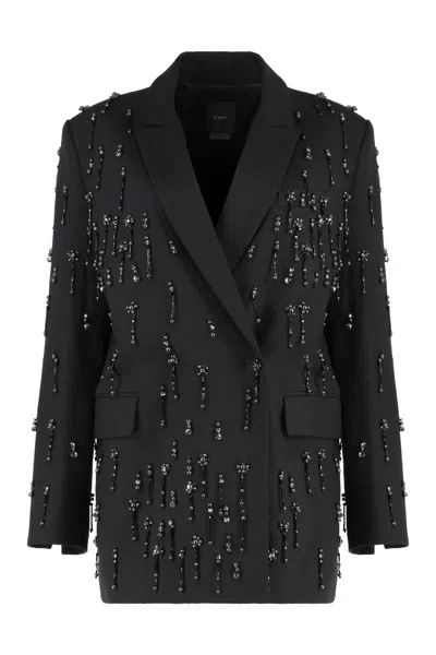 Pinko Blazer With Crystals And Pearls In Black