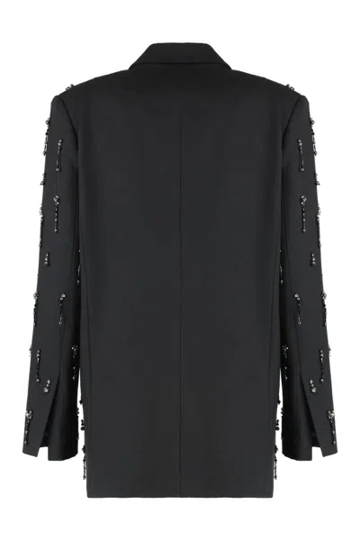 Pinko Blazer With Crystals And Pearls In Black