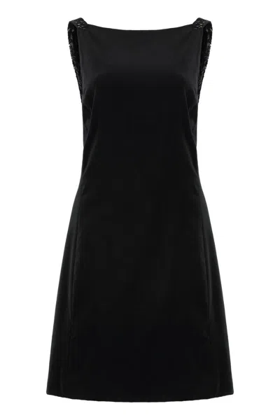 Ralph Lauren Mini Velvet Dress In Black