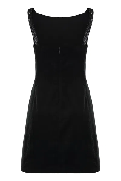 Ralph Lauren Mini Velvet Dress In Black