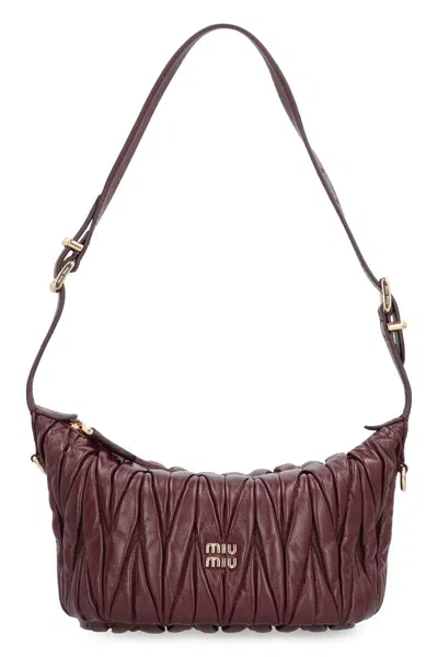 Miu Miu Pouch In Quilted Nappa In Red