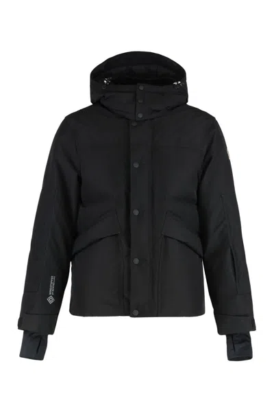 Moncler Elfin Gore-tex Hooded Laminate Down Ski Jacket In Black