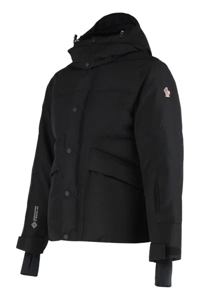 Moncler Elfin Gore-tex Hooded Laminate Down Ski Jacket In Black