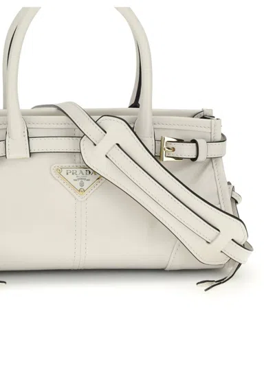Prada Bonnie Leather Mini Hand Bags In White