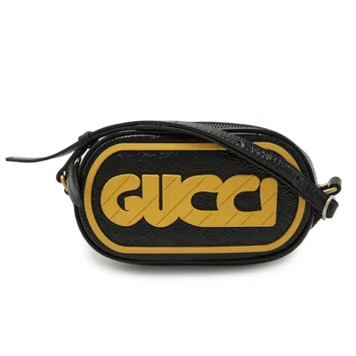 Pre-owned Gucci Black Yellow Patent Leather Rubber Pochette Shoulder Bag () In Multi