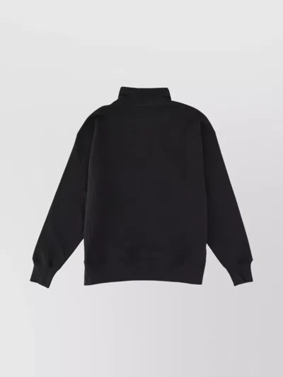 Msgm Quarter-zip Rabbit Sweatshirt In Black