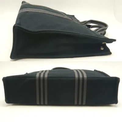 Pre-owned Hermes Fourre Tout Black Gray Cotton Tote Bag () In Multi