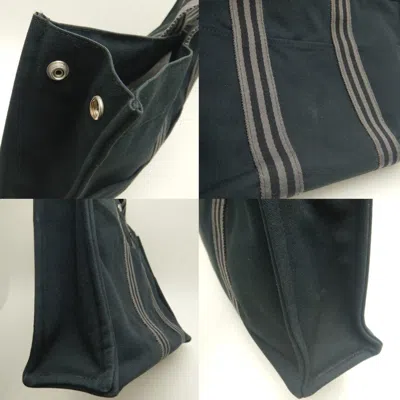 Pre-owned Hermes Fourre Tout Black Gray Cotton Tote Bag () In Multi