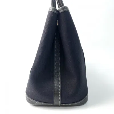 Pre-owned Hermes Garden Black Leather Canvas Tote Bag ()