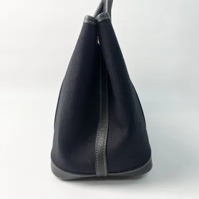 Pre-owned Hermes Garden Black Leather Canvas Tote Bag ()